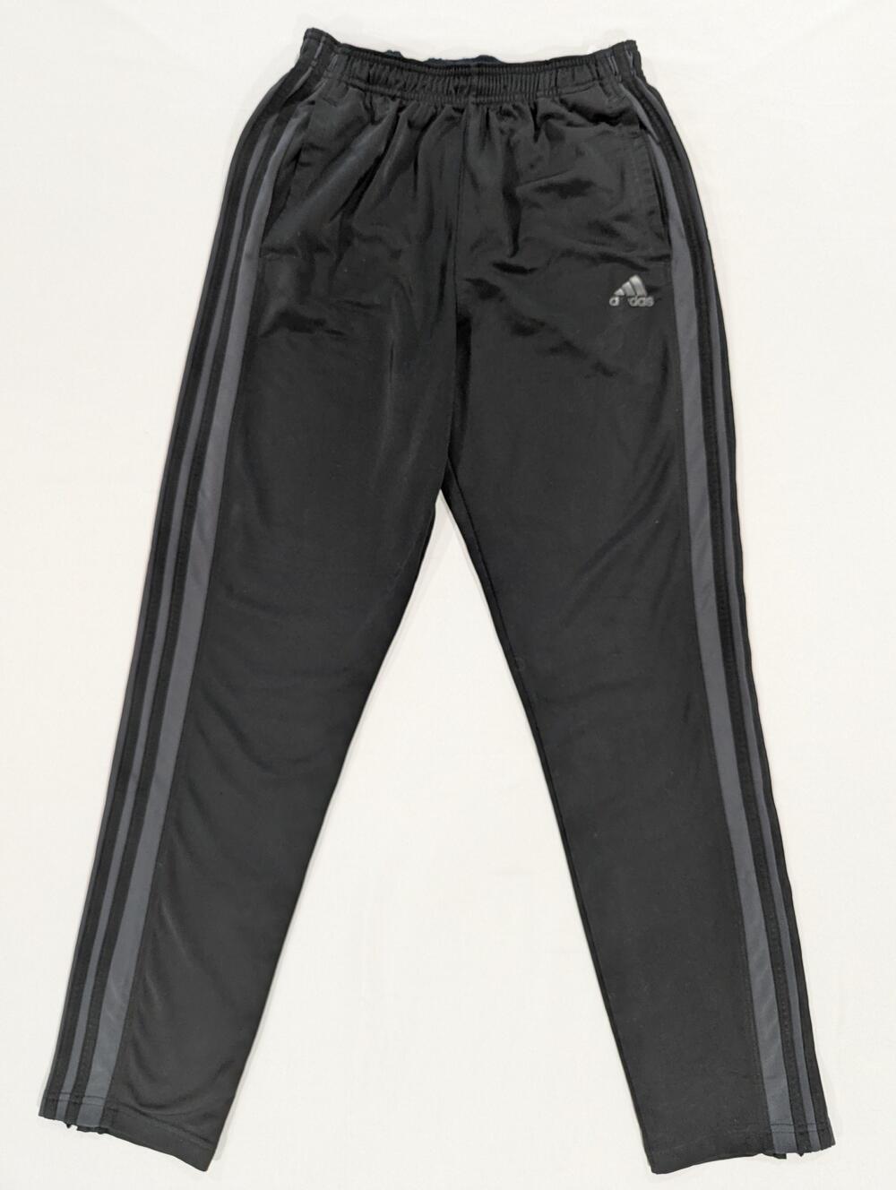 Adidas Track Pants Mens M Black Primegreen 3-Stripes Zip Ankle Athletic Gym